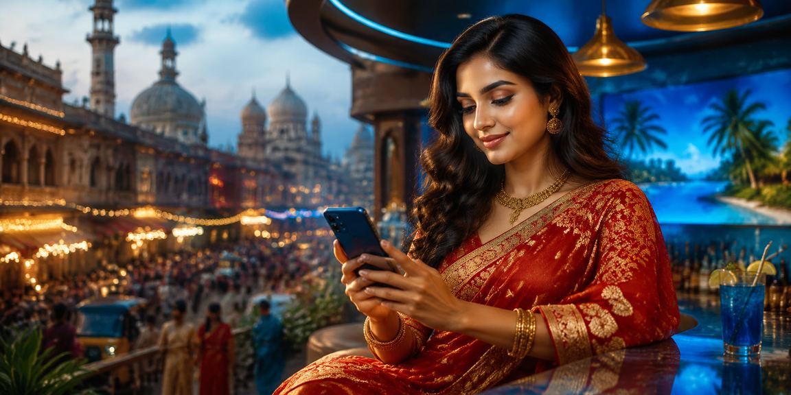 Woman registering on mobile payment app in India